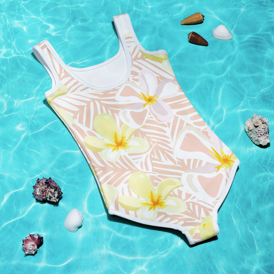 Pink Plumeria All-Over Print Kids Swimsuit